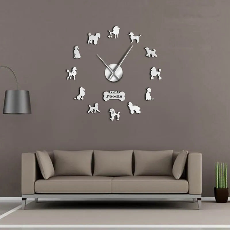 Poodle Wall Sticker Clock