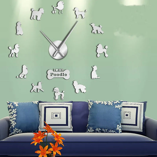 Poodle Wall Sticker Clock