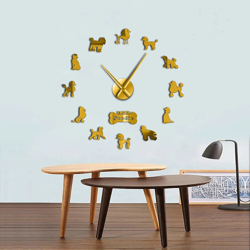 Poodle Wall Sticker Clock