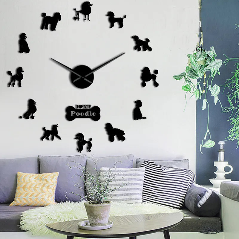 Poodle Wall Sticker Clock